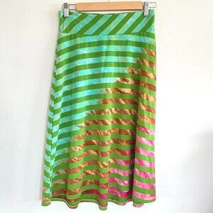 LUCKY BRAND BATHING SUIT SKIRT STRIPED GREEN BLUE XS SMALL